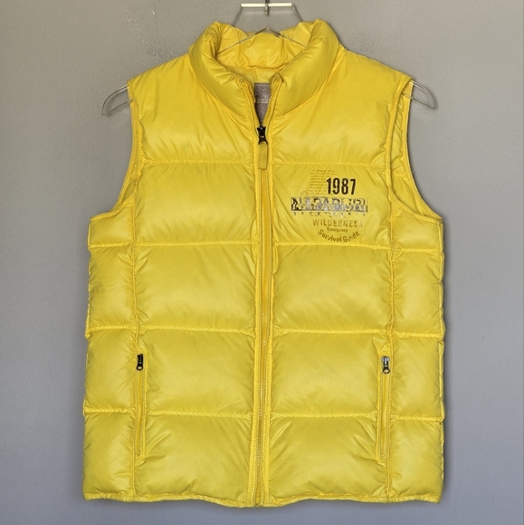 Urban Outfitters Napapijri Akke Butter Yellow Kids Quilted Puffer Duck Down Vest - Picture 1 of 15